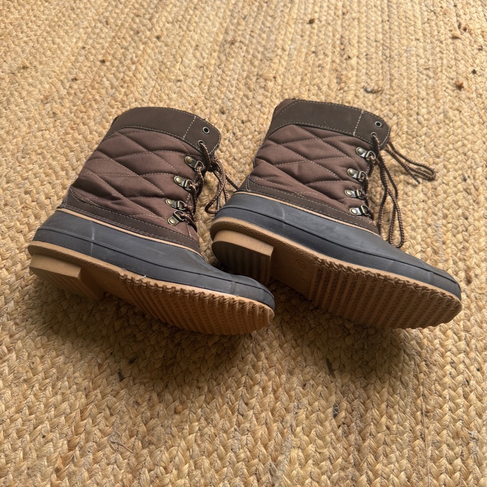 Khombu Annabel Brown Quilted Faux Fur Lined Duck Winter Boots Womens 7M Snow